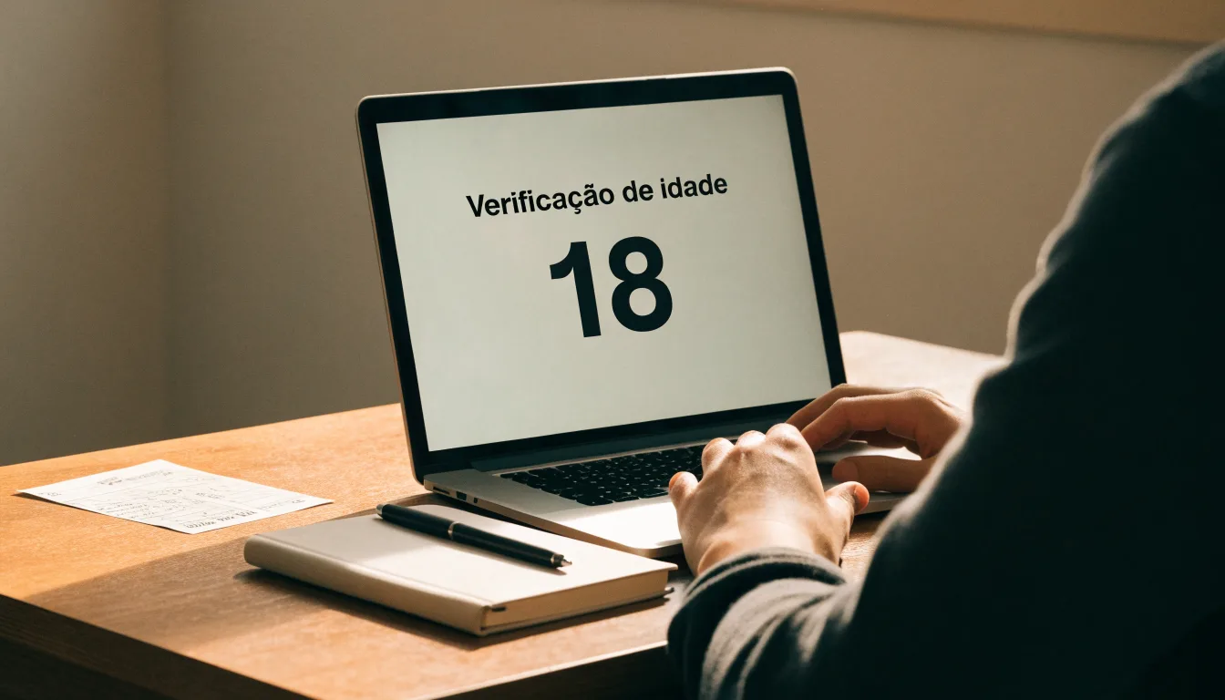 Uma folha de licença em papel com um selo vermelho, pousada numa secretária de madeira ao lado de uma caneta