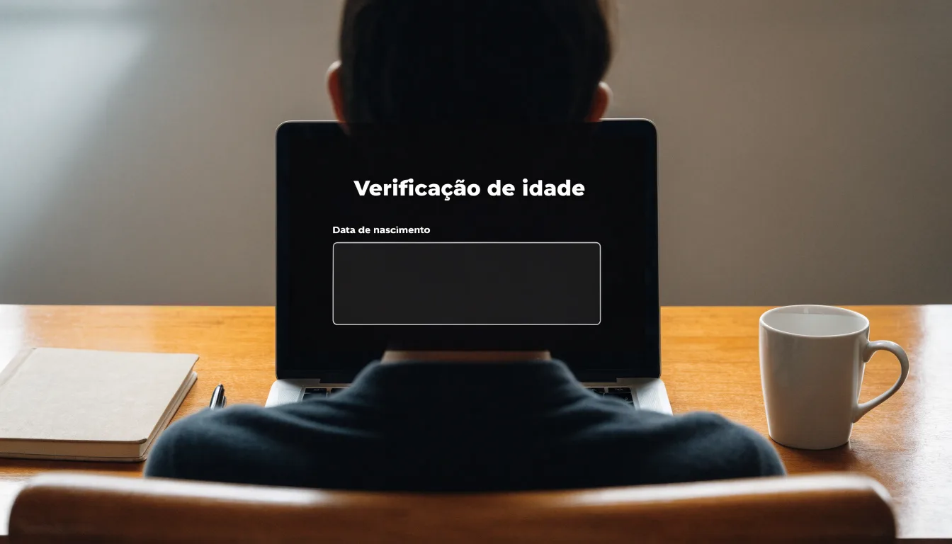 Uma folha de licença em papel com um selo vermelho, pousada numa secretária de madeira ao lado de uma caneta
